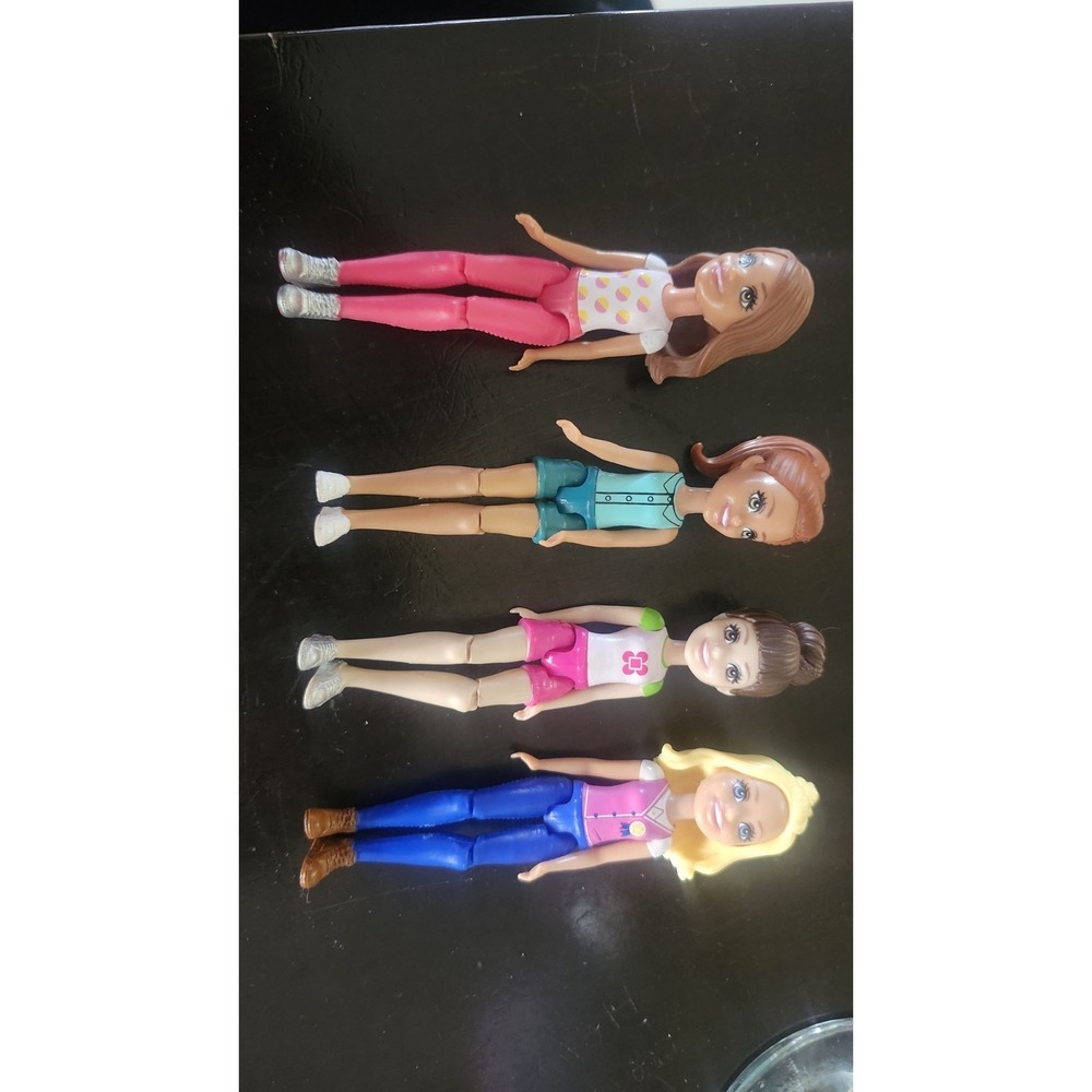 Mattel 2017 Barbie On The Go 4" Bobble Head Dolls 4 Dolls